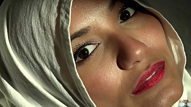 Beautiful Eyes White Hijab Arab Girl