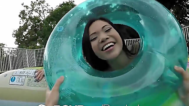 Soaked Slanted Pussy Drilled Poolside
