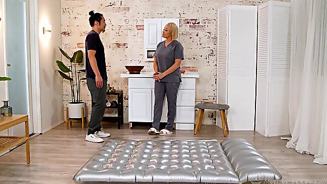 MILF soaked in sperm after trying young Asian cock in both holes