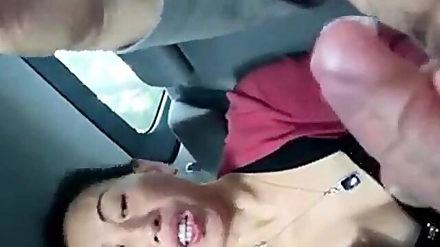 Asian MILF Gives a Handjob in a Car