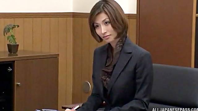 Hot ass secretary Akari Asahina opens her legs to be fucked