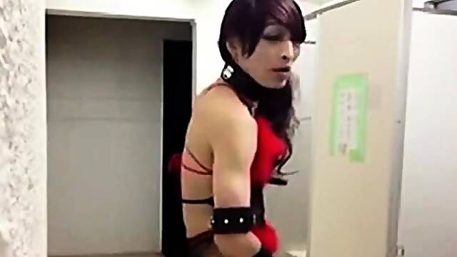 Asian Crossdresser Twink Strokes Solo