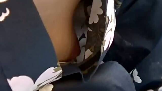 Sexy downblouse of Asian chicks in geisha dresses and no bra