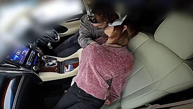 Hentai couple having visible sex in a car in a supermarket parking lot before going to work