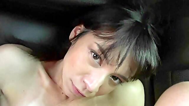 Naughty brunette is fucking her driver