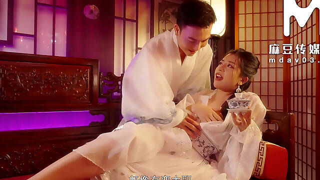 Gorgeous Chinese princess is passionately fucked by a jade emperor in a sensual manner.