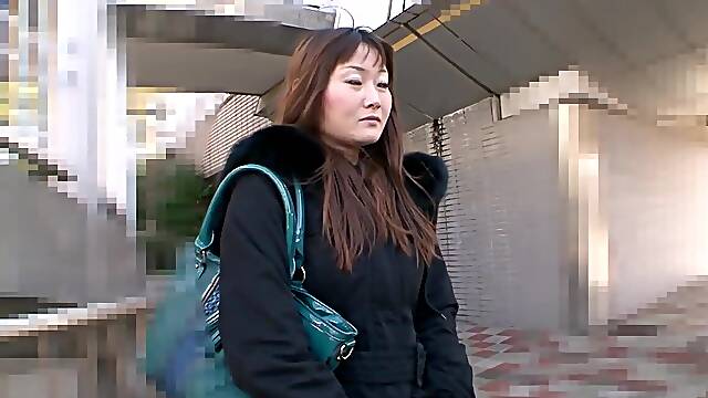 Old Japanese lady fucks hard dick while in the woods