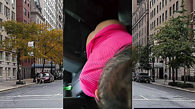 Busty Asian MILF slut gives amazing POV blowjob in car