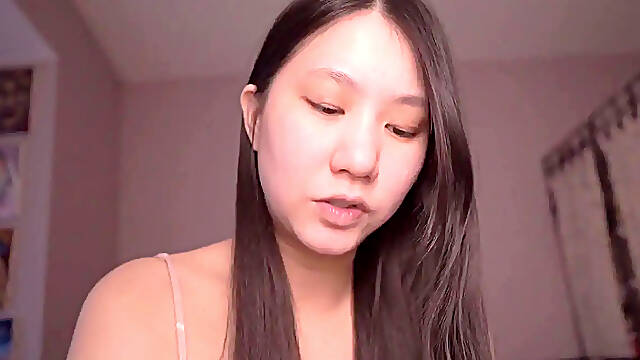 Asian cutie plays with her boyfriend in ASMR roleplay