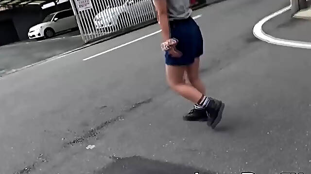 Asian Teen Redhead Pissed in Public