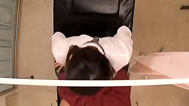 Wet bun of patient is fingered hard in the gynecologist room