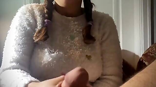 Filipina Maid Enjoys Jerking Giant Cock - Facial Cumshot Training