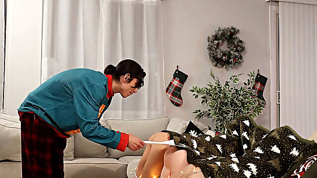 Christmas threesoome with two women and an Asian man