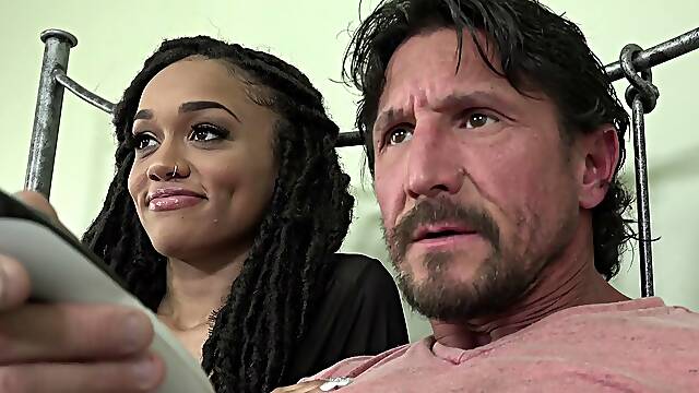 Salacious Julie Kay having fun Tommy Gunn's fleshy throbbing cock