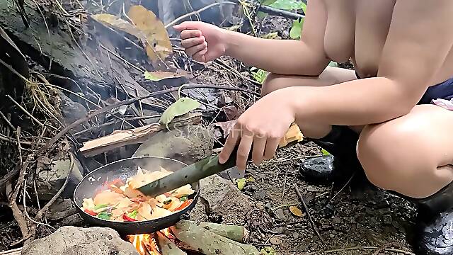 Pinay Outdoor porno Harvest and Cooking Bamboo Shoots