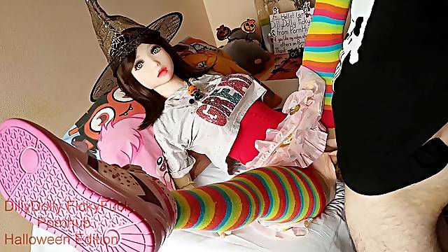 Realdoll plow Susumi Halloween 5. Kawaii Bitch - Witch Cowngirl Monster Big Lips Pussy creampie point of view.