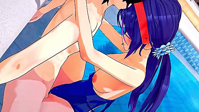 Mita Has wet porking at the college Pool - MiSide hentai animation
