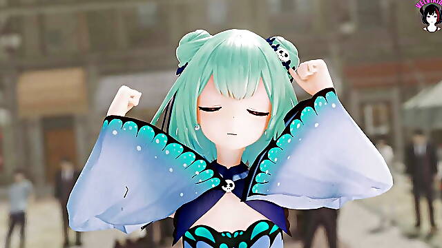 Rushia - Sexy Dance On Camera + Gradual Undressing (3D HENTAI)