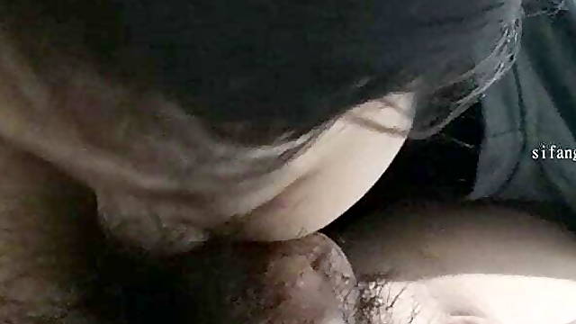 Cute asian girl trying out blowjob for a big fat cock