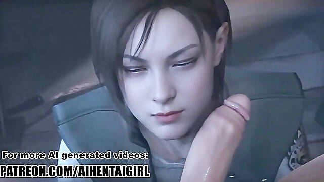 Resident Evil Jill Valentine cosplay Blowjob Uncensored Hentai AI generated