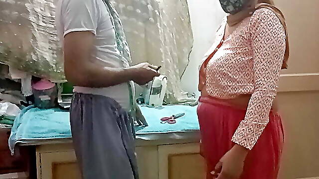 Lovely A Hot girl enjoying sex with Tailor s shop shes very hot