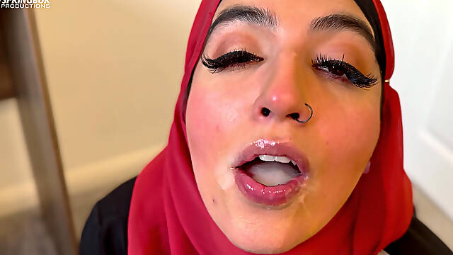 Aaliyah Yasin Tries Not to Swallow Her Stepbrothers Cum