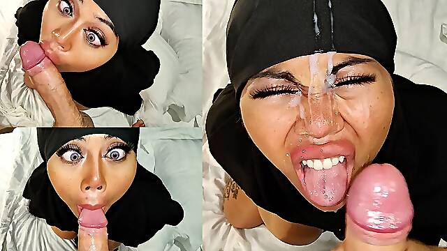 Hijab Ahegao POV Blowjob