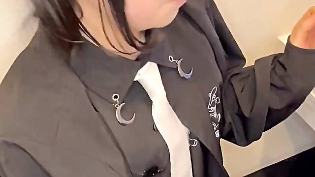 Femboy secretly cumshot in internetcafe