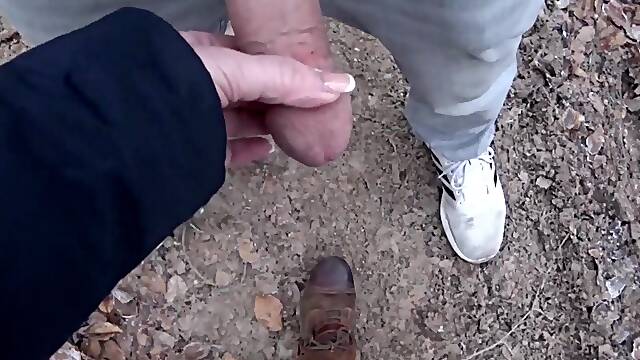 Forest walk handjob