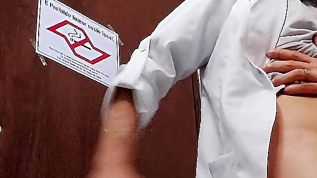 Nurse Takes off Condom While Having Sex with Asian Doctor in Hospital Bathroom