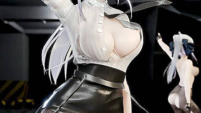 [mmd] Haku-thumb up Ol Uniform, Pencil Skirt, Crotch-cut Black Stockings, Erotic Marks