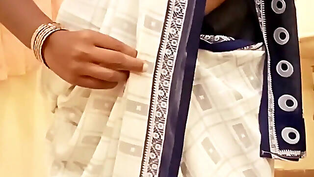 Desi Tamil Wife Renu Panties Body Show & Slow Saree Dressing Tease for Secret Bestie! Indianhotwifex