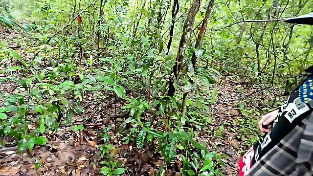 Thai Girls Walking and Talking and Picking Mushrooms in the Forest, Secretly Showing in the Deep Forest Clear Thai Voice